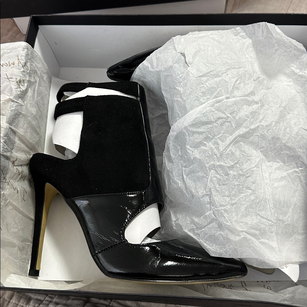 bebe Black Patent Heeled Boots - Picture 4 of 4